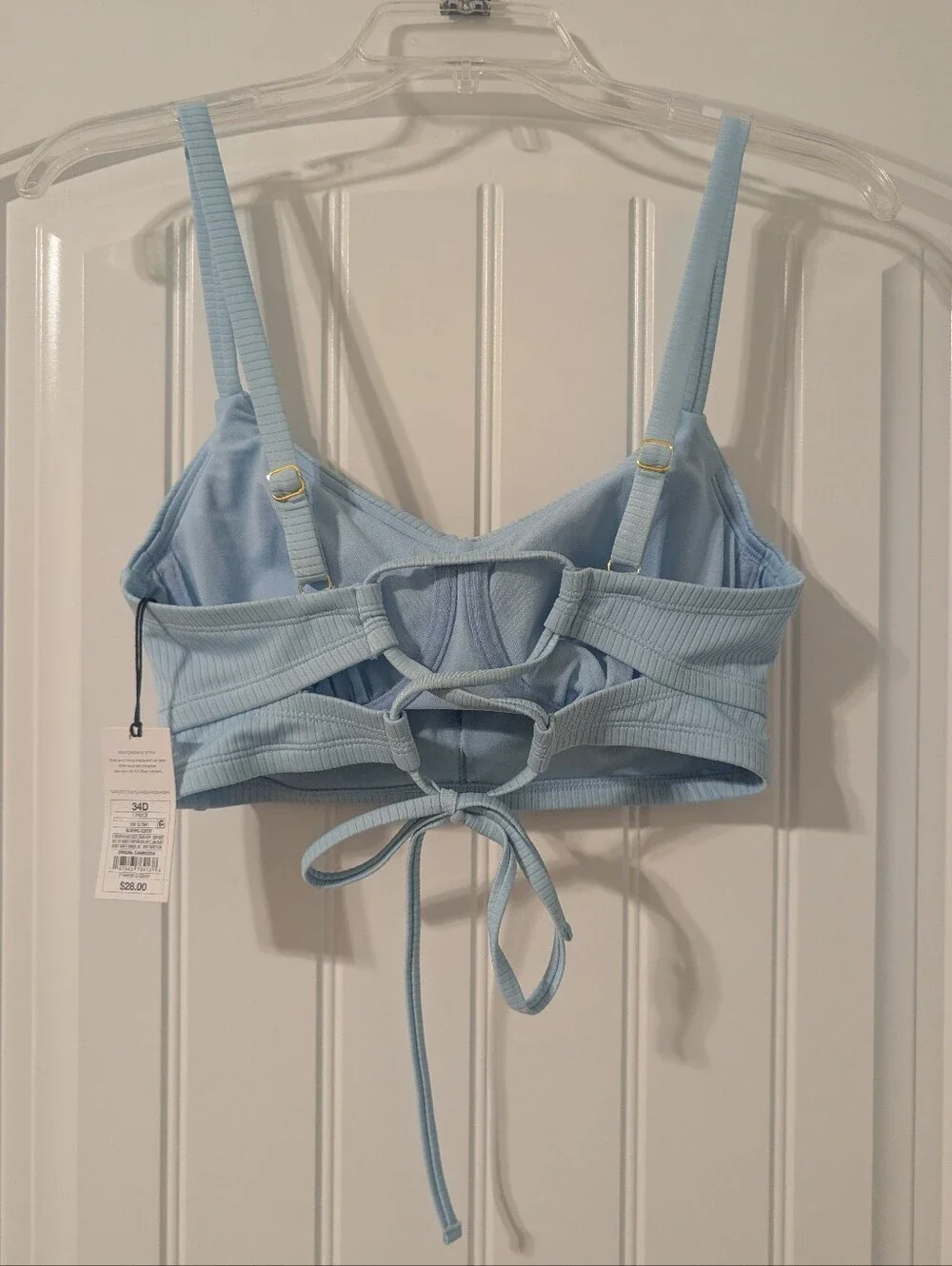 NWT 34D/small/medium Shade & Shore Sky Blue Ribbed Bikini